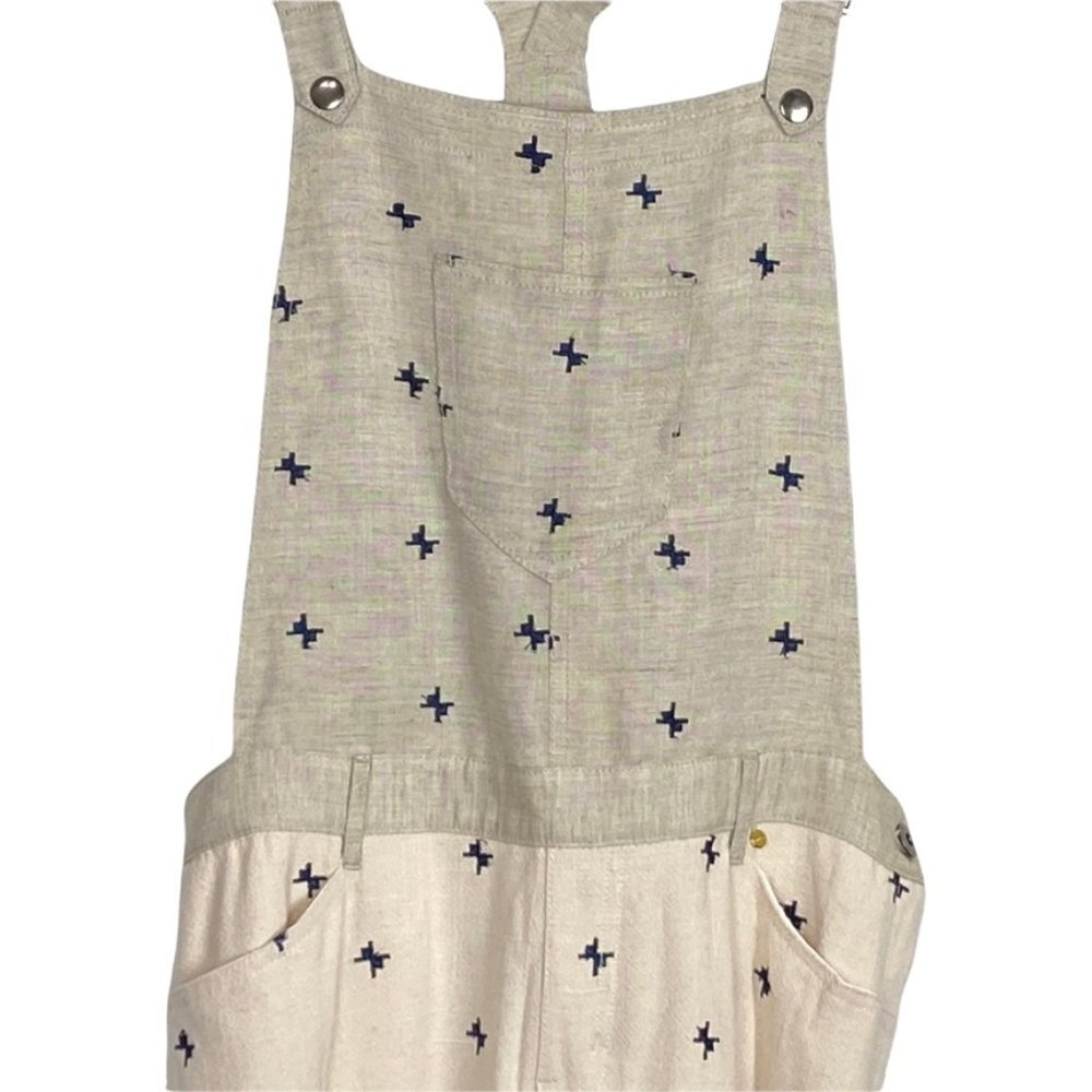 Harlyn Embroidered Cropped Linen Mix Overalls - Picture 4 of 9